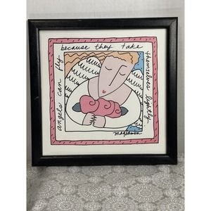 Vintage Sandra Magsamen Framed Wall Print Decor 10x10 Angel